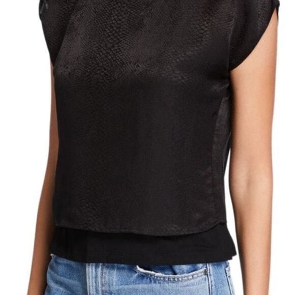 NWT Chelsea and Walker Cap Sleeve Silk Snake Print Top in Ivory Size 8 - Picture 6 of 11